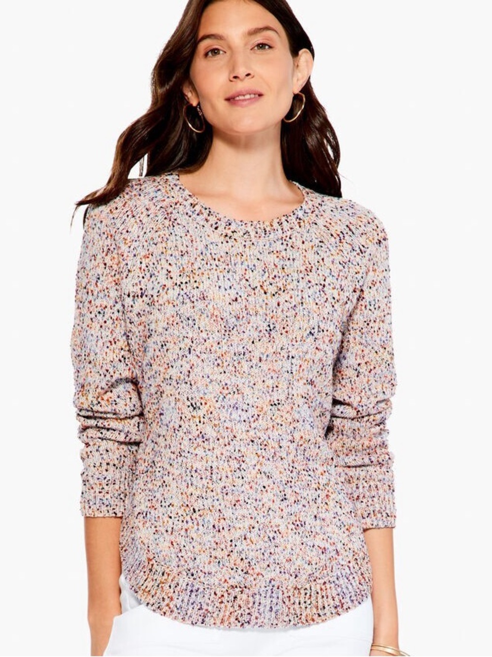 NIC+ZOE Speckled Sunrise Sweater XL Multicolor Marled Knit Raglan
